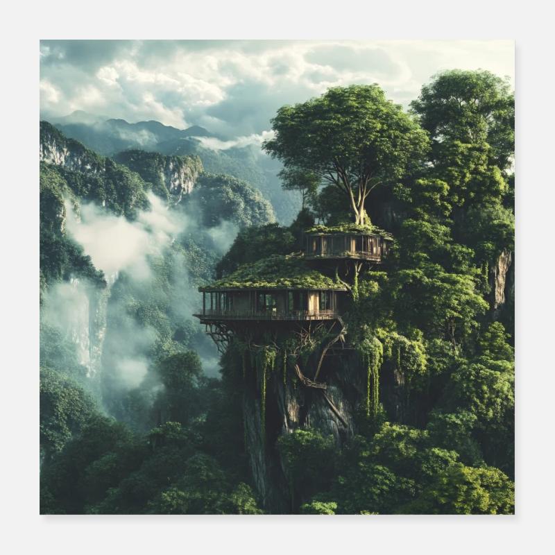 Treehouse Poster 40x40 cm