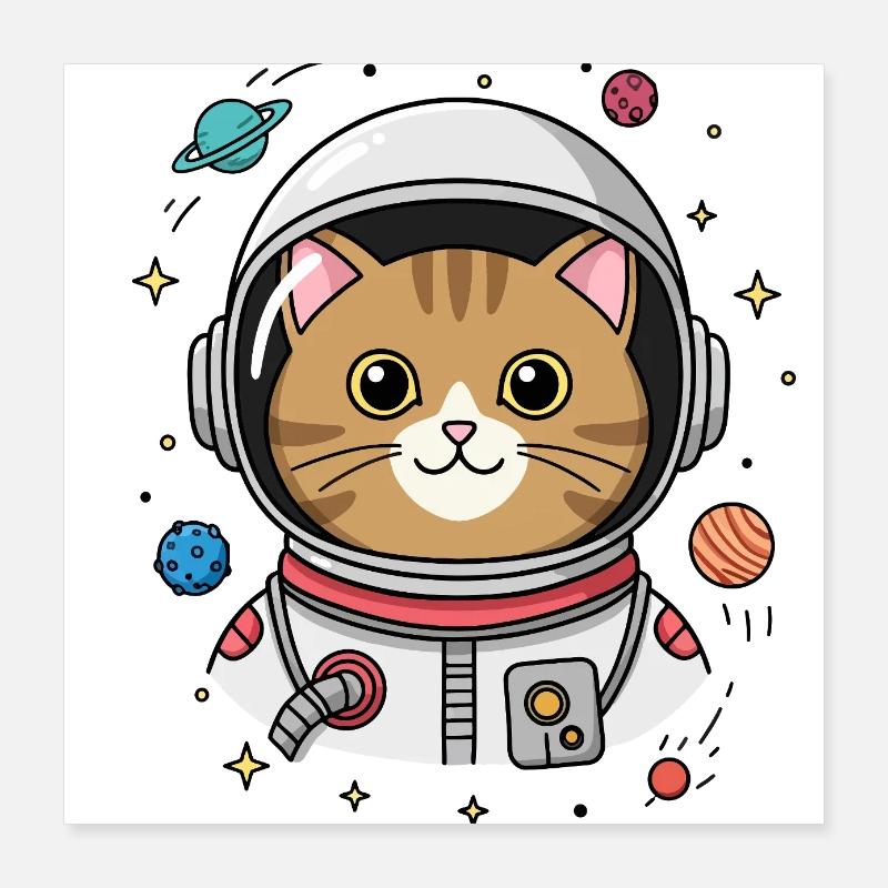 Astronaut Katze Poster 40x40 cm