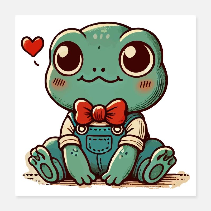 mignonne grenouille avec coeur Poster 40 x 40 cm
