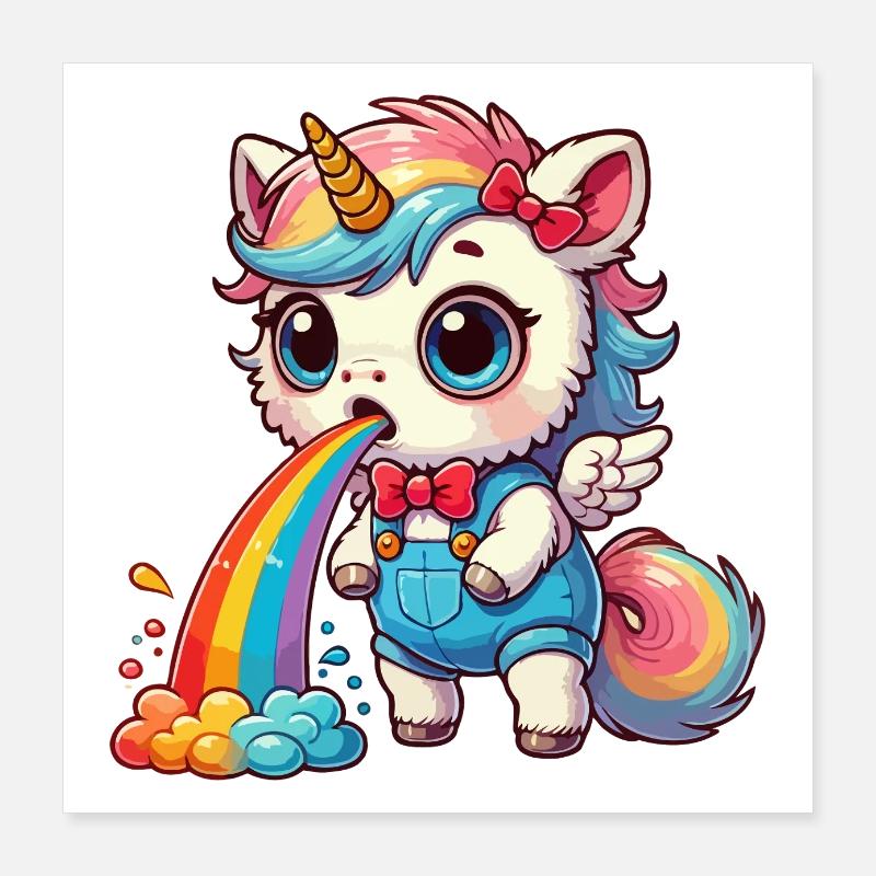 puking unicorn Poster 16" x 16" (40x40 cm)