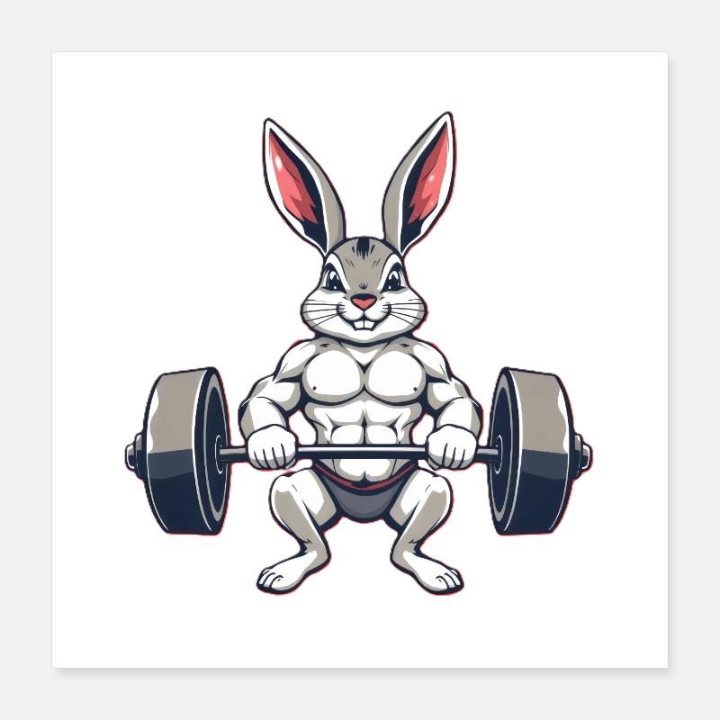 Muscular bunny during training Poster 16" x 16" (40x40 cm)