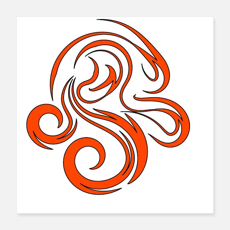 Movement and flow in orange and black Poster 16" x 16" (40x40 cm)