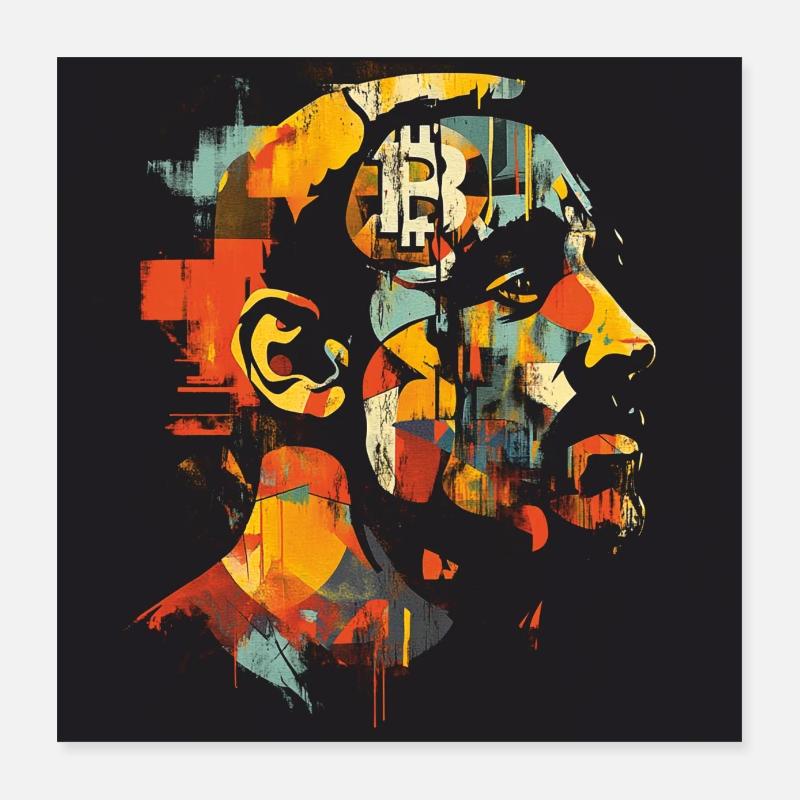 Bitcoin Pop Art Kunst Poster 40x40 cm