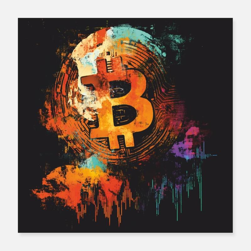 Bitcoin Pop Art Kunst Poster 40x40 cm