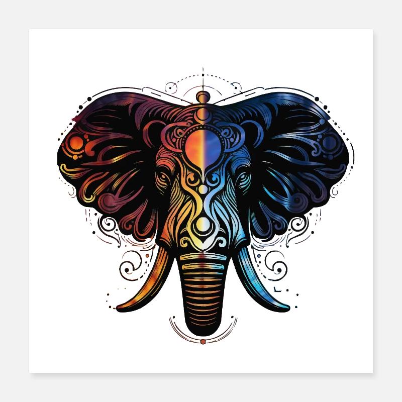 Elephant Fire Water Poster 16" x 16" (40x40 cm)