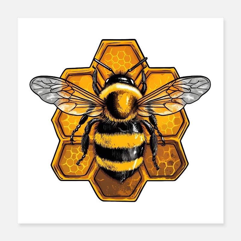 Honey Bee Beekeeper Gift Poster 16" x 16" (40x40 cm)