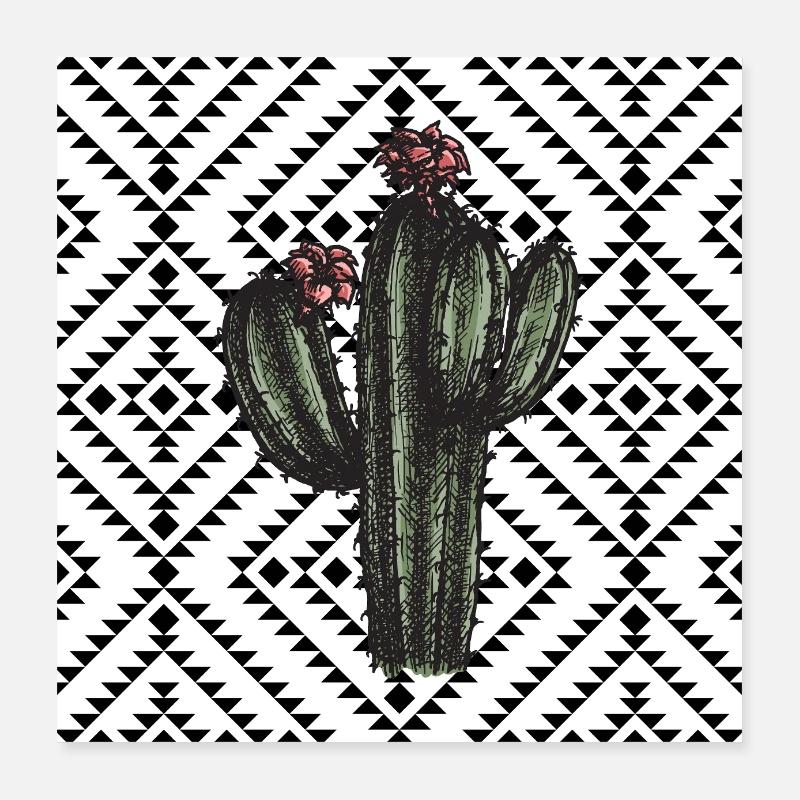 Cactus Geometric Pattern Design Poster 16" x 16" (40x40 cm)