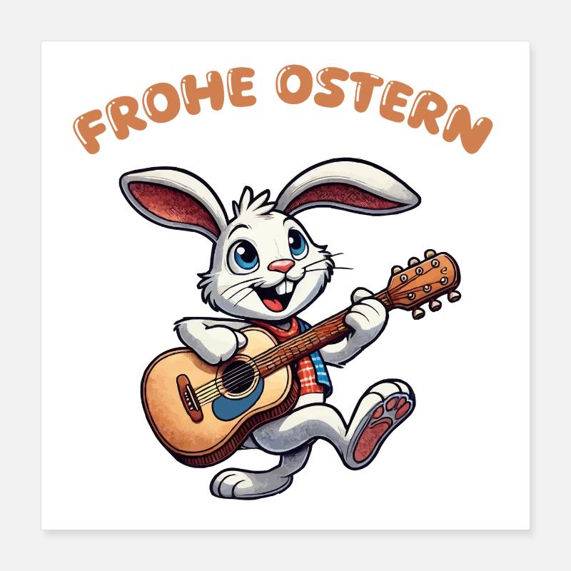 bunny guitare comique pâques Poster 40 x 40 cm