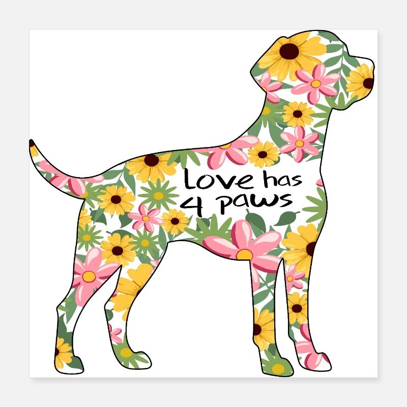 Labrador Hund Design blumen Poster 40x40 cm
