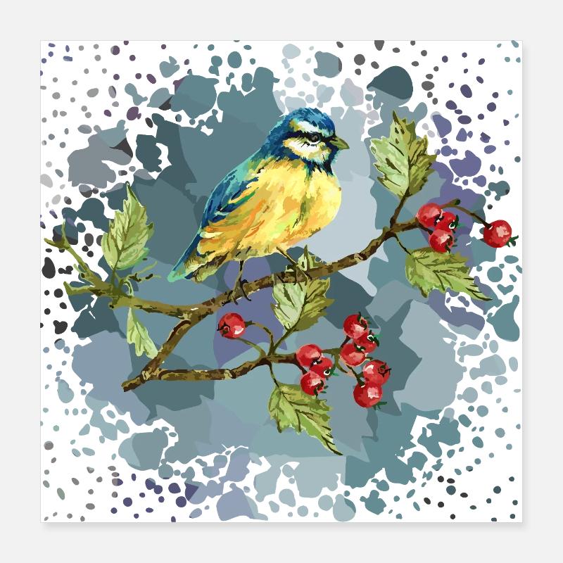 Bunter Vogel Poster 40x40 cm