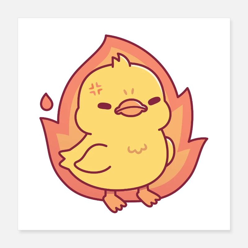 Angry But Still Cute Chick On Fire Poster 16" x 16" (40x40 cm)