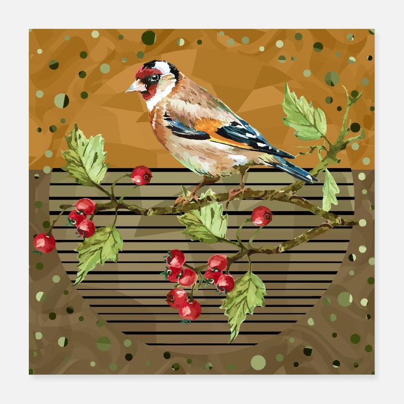 Bunter Vogel Poster 40x40 cm