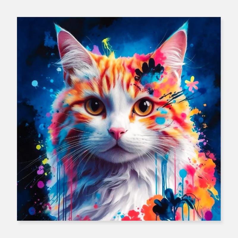 Chat astucieux Poster 40 x 40 cm