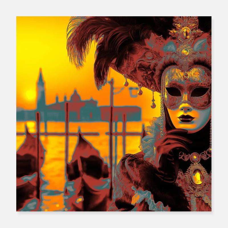 Venetian Carnival Poster 16" x 16" (40x40 cm)