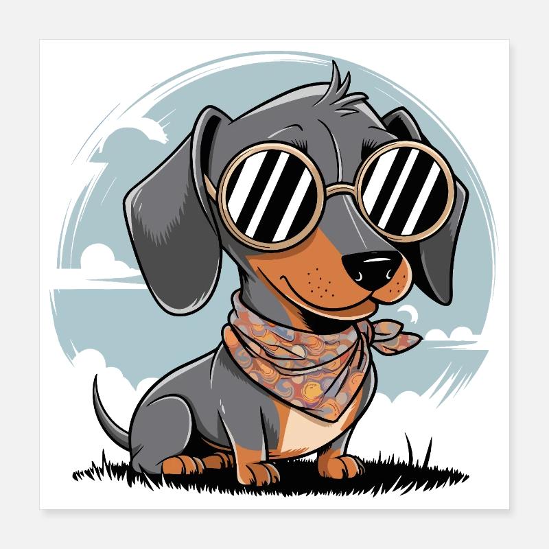 Chien teckel cool Poster 40 x 40 cm