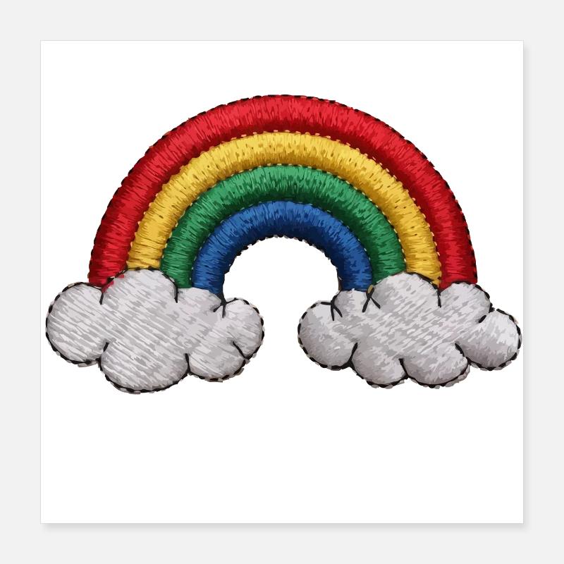 Arc-en-ciel Brodé Poster 40 x 40 cm