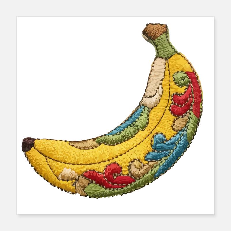 Embroidered Banana Poster 16" x 16" (40x40 cm)
