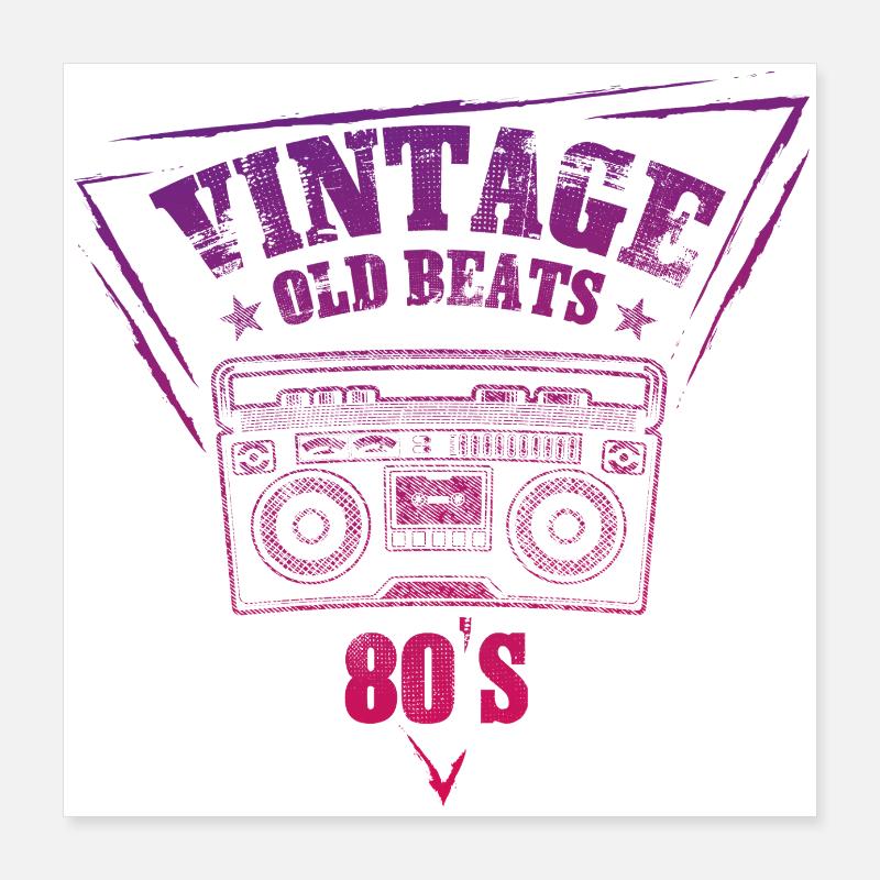 Ghetto Blaster Old Beats Vintage - Poster 40 x 40 cm - blanc