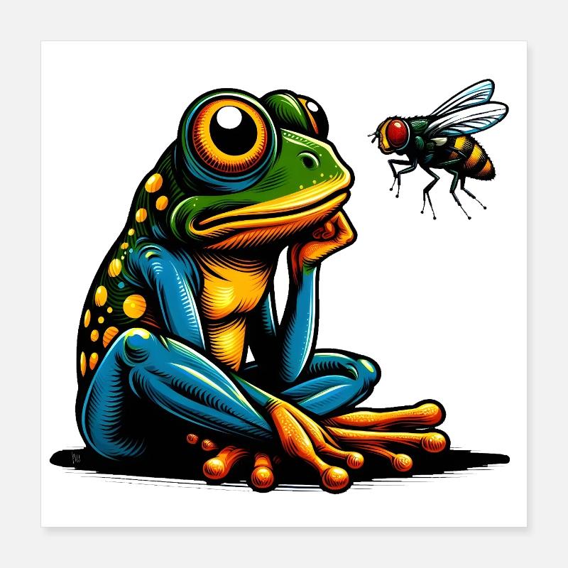 Frosch und Fliege 1 Poster 40x40 cm