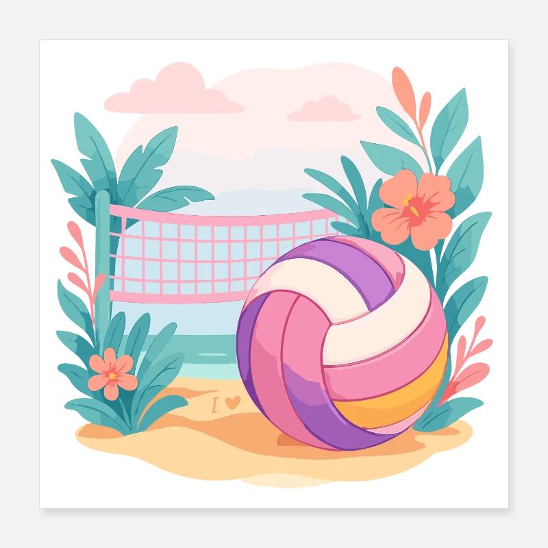 Sunset Spike – Beach Vibes Only Poster 40x40 cm
