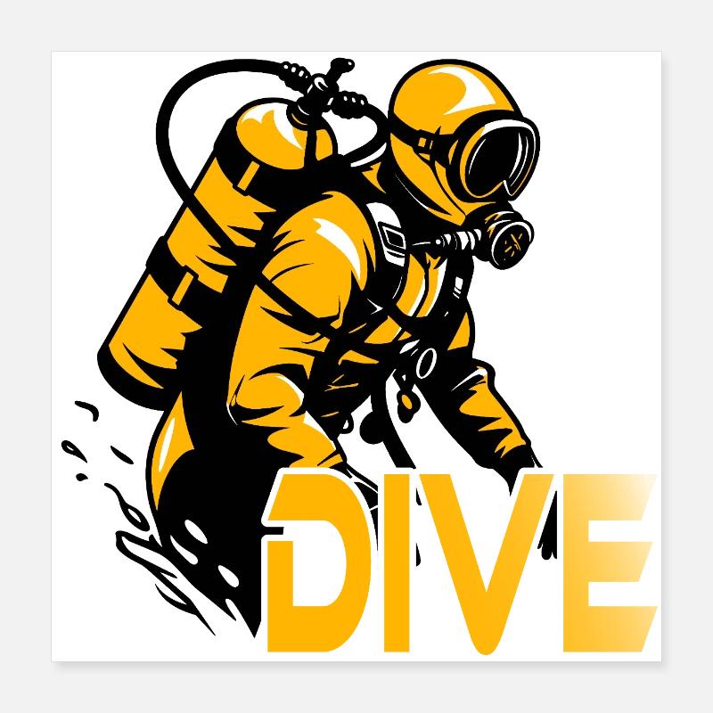 Dive Smoker Scuba Diving Diver Diving School Poster 16" x 16" (40x40 cm)