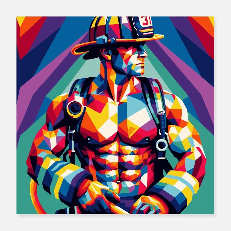Héros des flammes Poster 40 x 40 cm