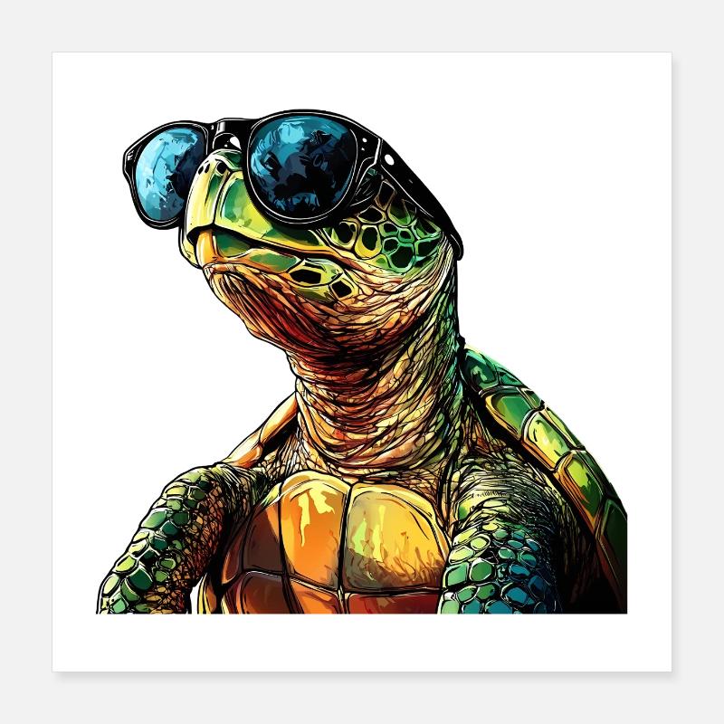 Turtle Sunglasses Summer Poster 16" x 16" (40x40 cm)