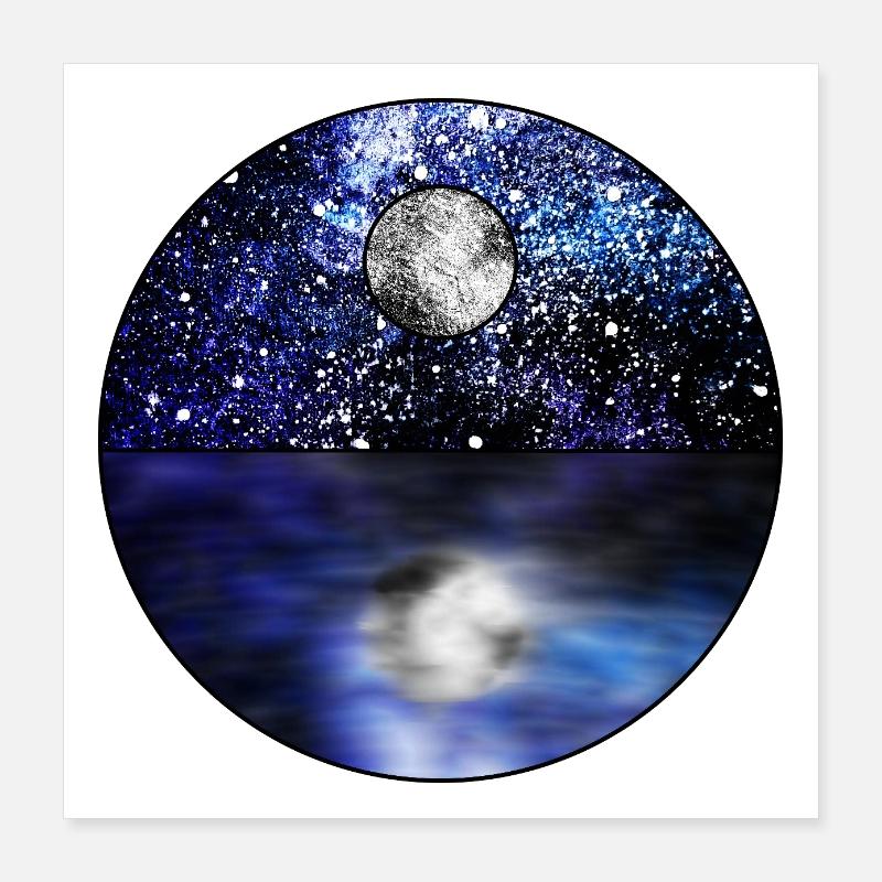 Kosmische Vollmondszene Poster 40x40 cm
