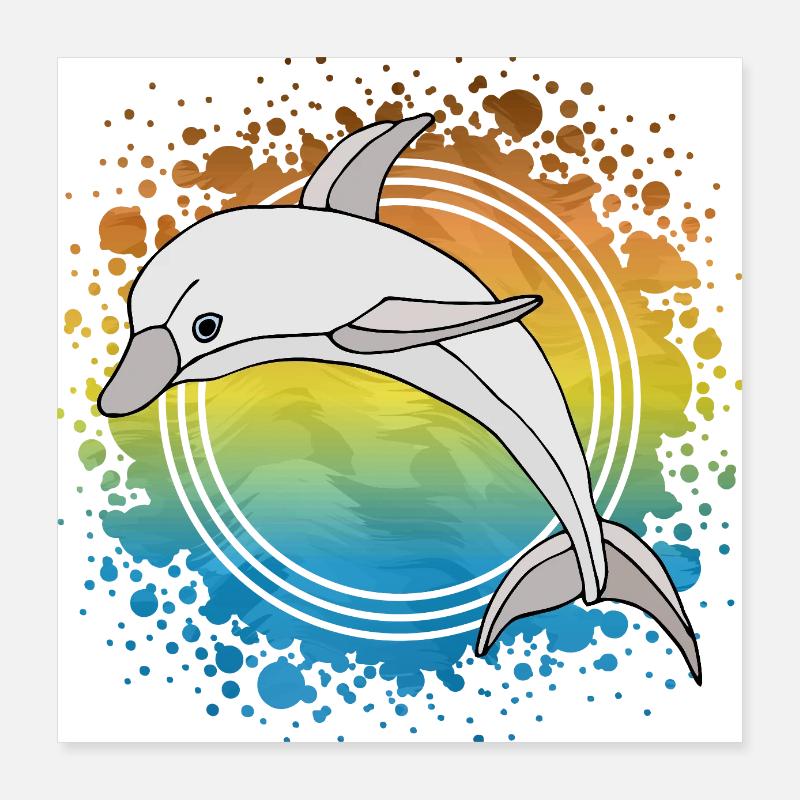 Dolphin Poster 16" x 16" (40x40 cm)