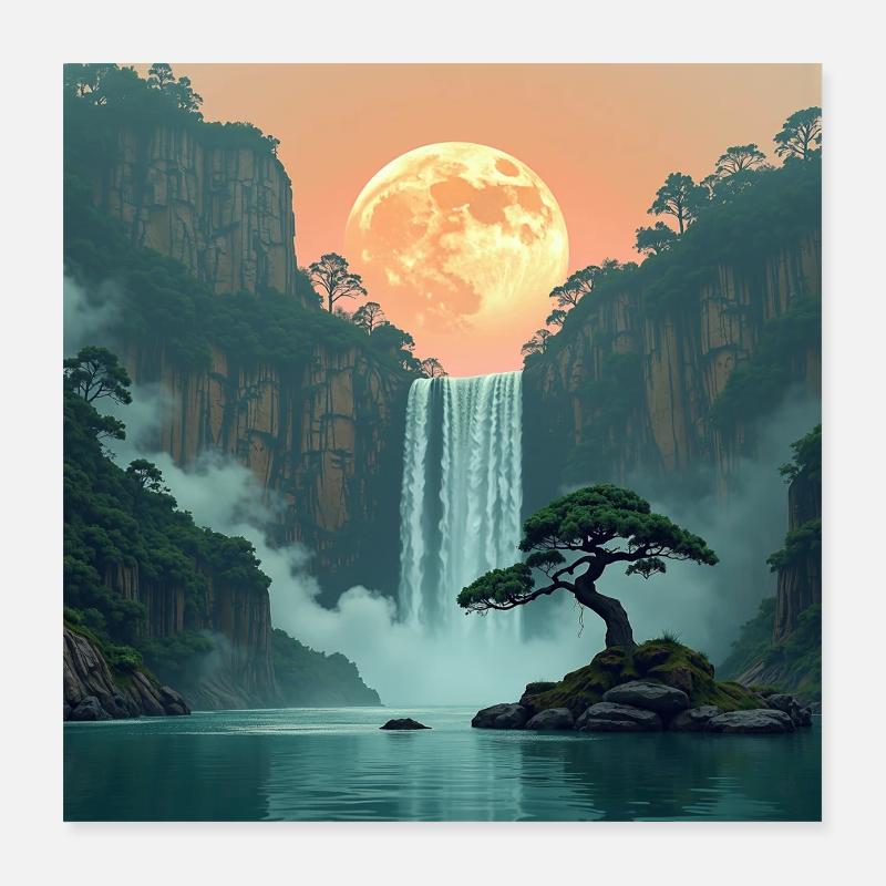 Harmonious Night 4 - Poster 40x40 cm - Weiß