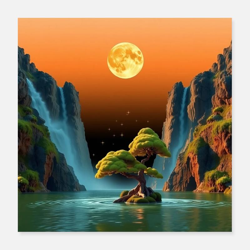 Harmonious Night 9 - Poster 40x40 cm - Weiß