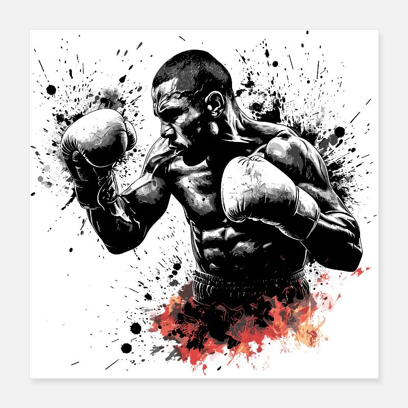 Fighter boxing boxer cool motif Poster 16" x 16" (40x40 cm)