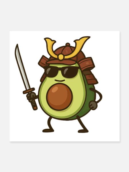 Avocado Samurai - Poster 16" x 16" (40x40 cm) - white - Front