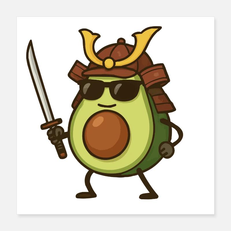 Avocado Samurai Poster 16" x 16" (40x40 cm)