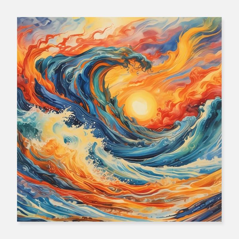 Flammende Flut Poster 40x40 cm