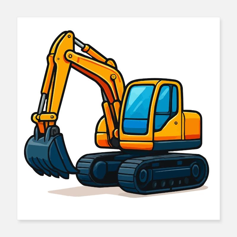 Excavatrice Bande dessinée 1 Poster 40 x 40 cm