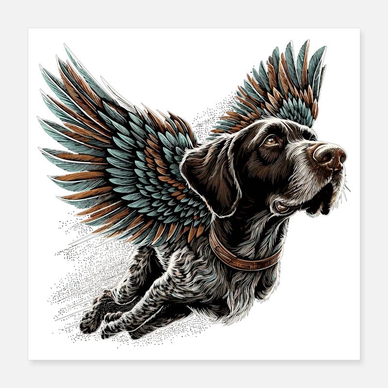 Super Dog German Wirehaired DD Pointer Gift Poster 16" x 16" (40x40 cm)