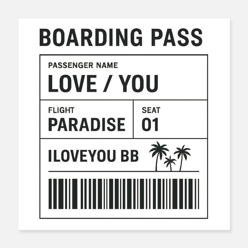 Boarding pass Poster 16" x 16" (40x40 cm)