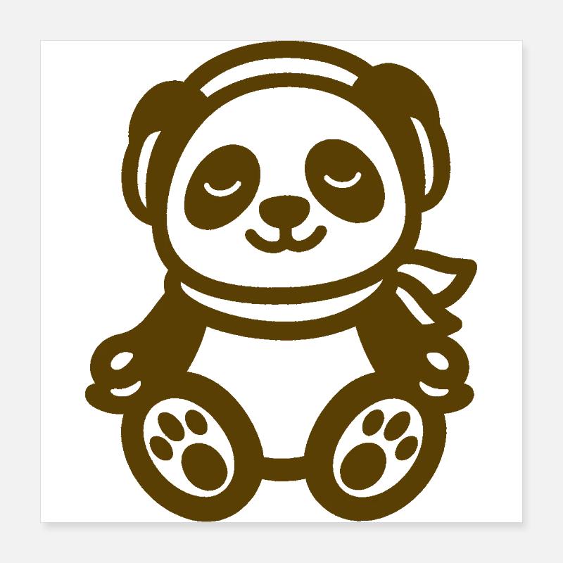 Chilliger Panda mit Kopfhörern – Musik trifft Poster 40x40 cm