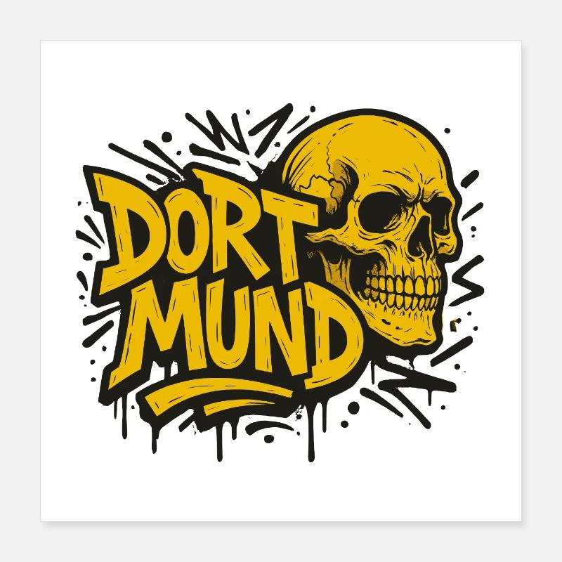 Dortmund Totenkopf Graffiti Poster 40x40 cm