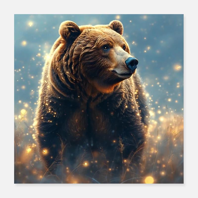 Krafttier Braunbär Poster 40x40 cm
