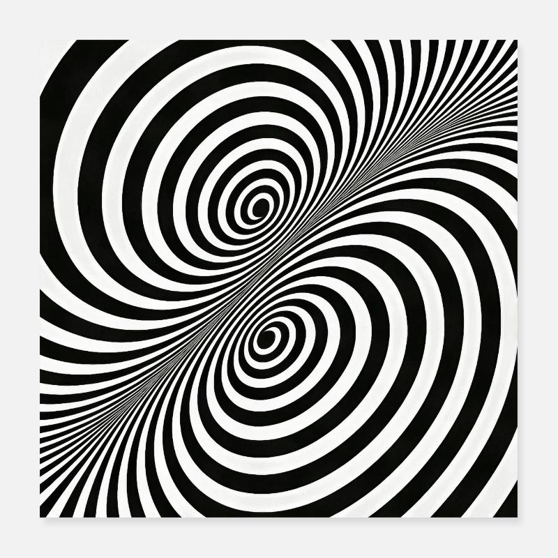 Optical Illusion Spiral Pattern in Black and White Poster 16" x 16" (40x40 cm)