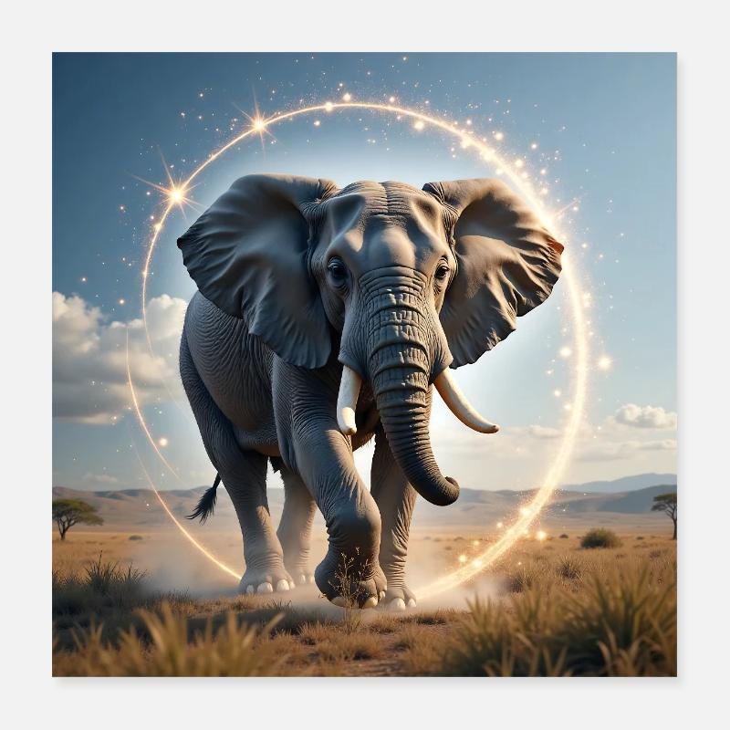 Krafttier Magischer Elefant Poster 40x40 cm