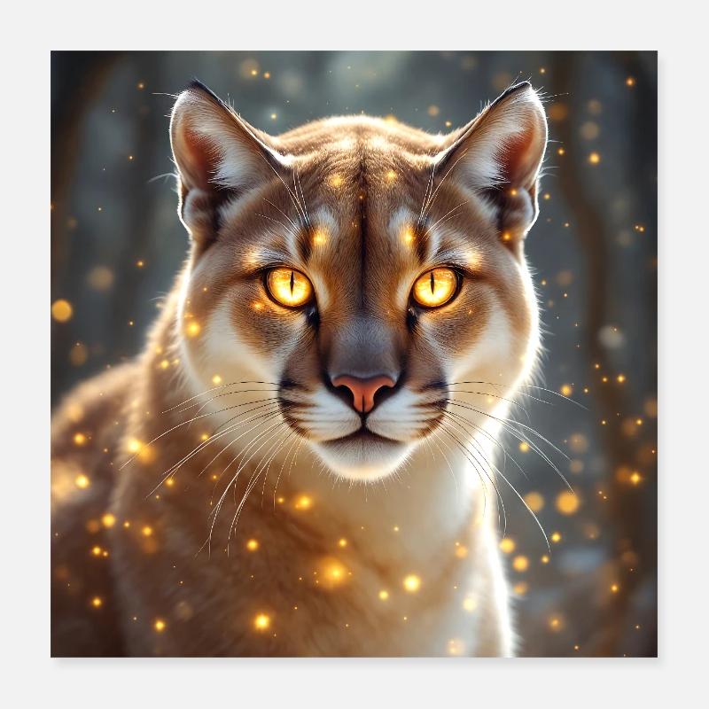 Krafttier Cougar Poster 40x40 cm