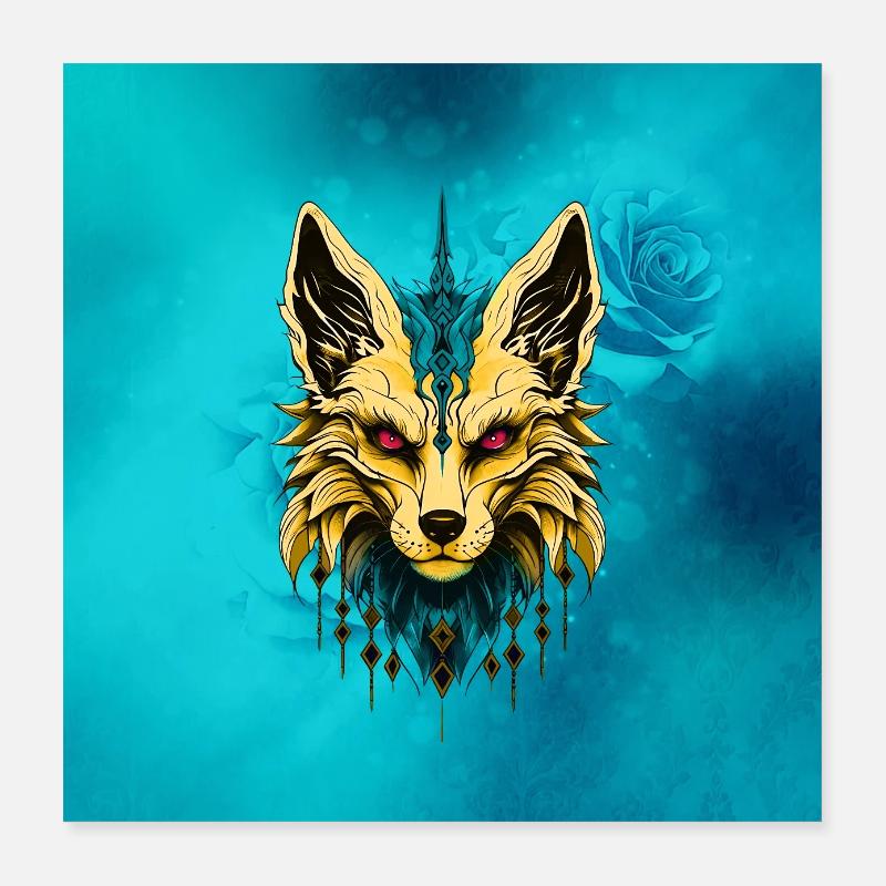 La mistica testa di volpe, nobile e misteriosa. - Poster 40x40 cm - bianco