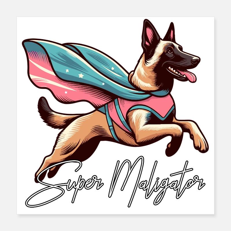 Super Mali Belgian Shepherd Cape Gift Poster 16" x 16" (40x40 cm)