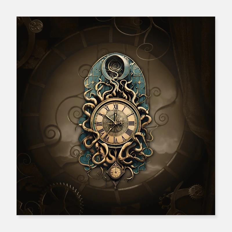 The mysterious steampunk movement. Poster 16" x 16" (40x40 cm)