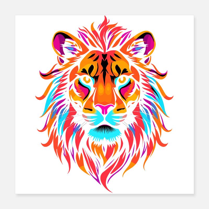 Lion néon majestueux Poster 40 x 40 cm