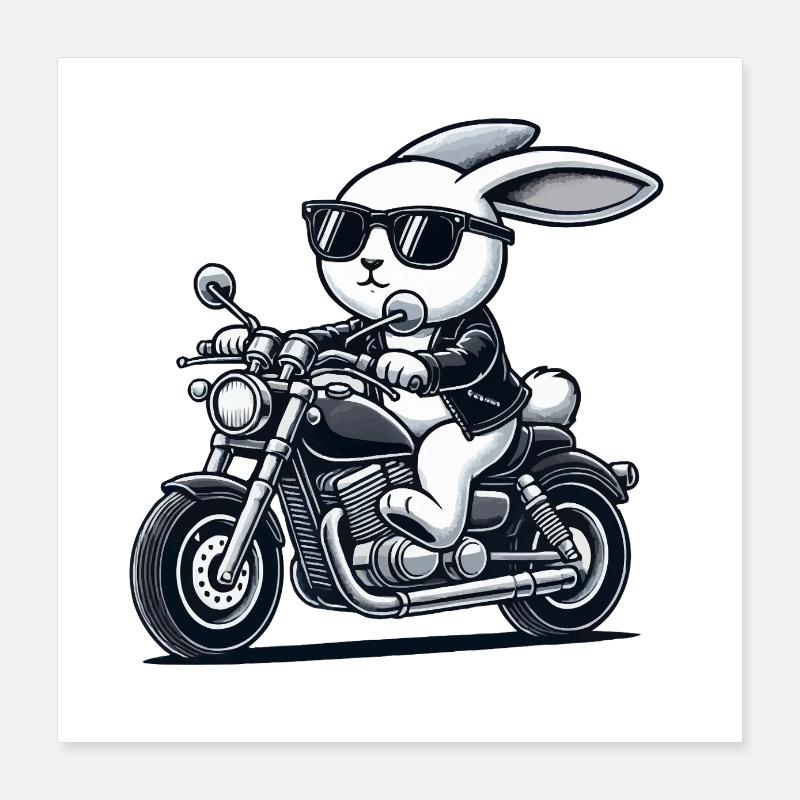 Rabbit Motorcycle Poster 16" x 16" (40x40 cm)