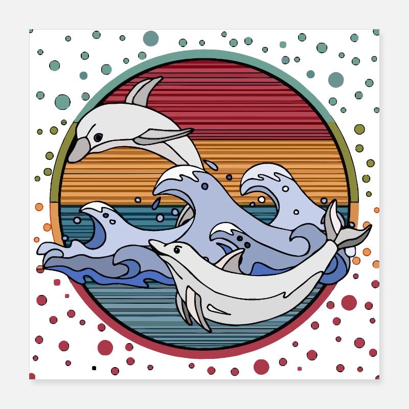 Dolphins Poster 16" x 16" (40x40 cm)